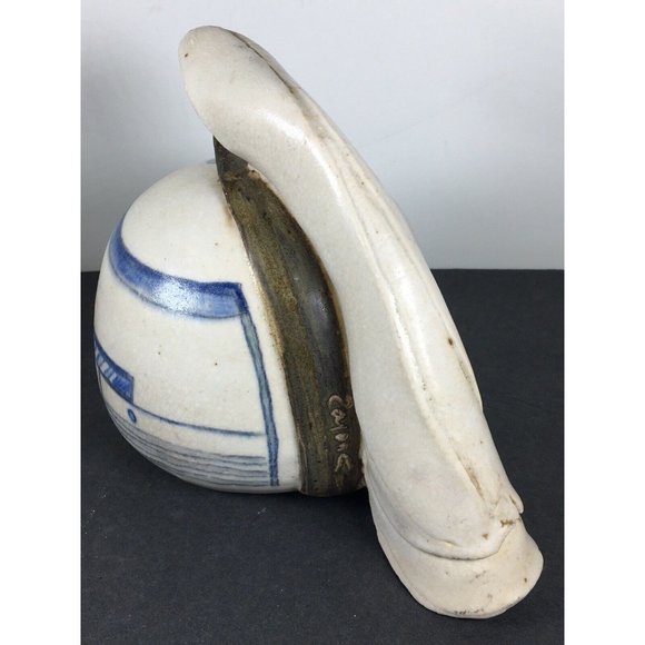 Vintage Pottery Ceramic Porcelain Blue & White Hand Painted Container  Signed - Picture 3 of 13